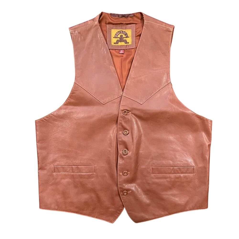 Vintage Phase 2 Genuine Leather Brown Vest Mens Size Medium Western Style